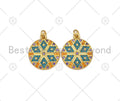 Colorful CZ MicroPave Flower Round Coin Shape Pendant, 18K Gold Filled CZ Flower Charm, Necklace Bracelet Charm Pendant,21x24mm, Sku#Y503