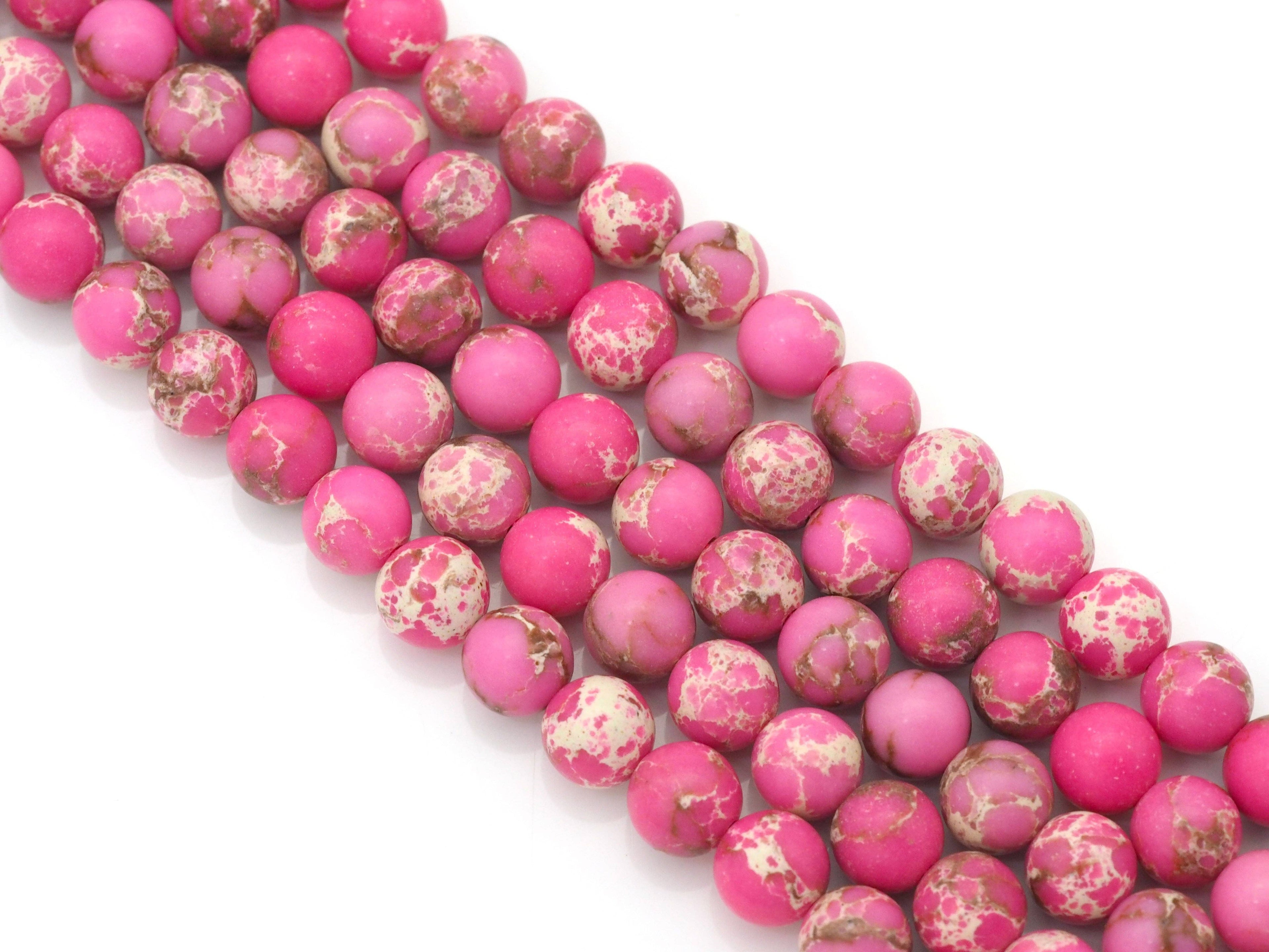 Pink Imperial Jasper Round Smooth Beads, 8mm/10mm/12mm, Sku#U1477