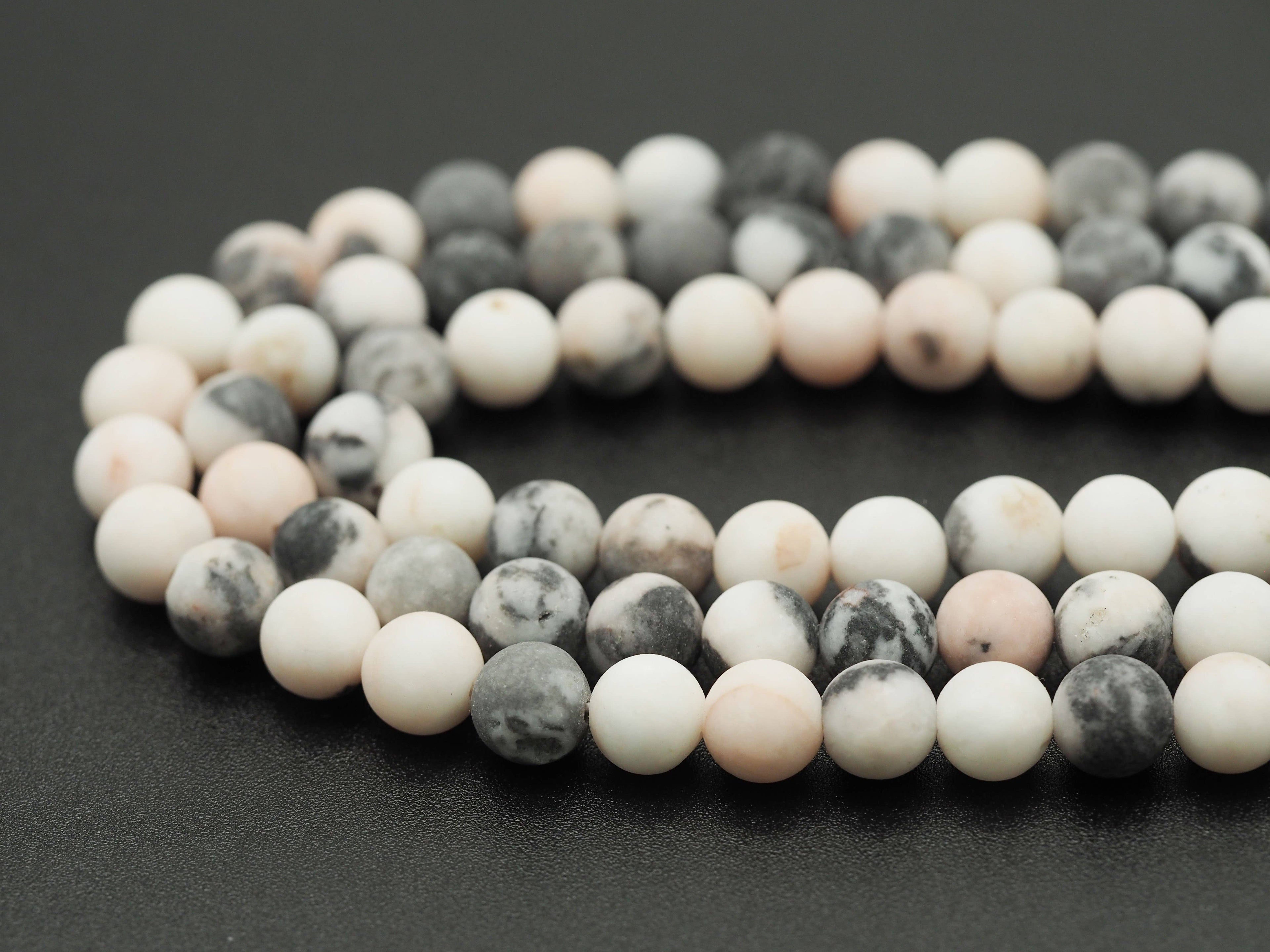 Matt Pink Zebra Jasper Round Smooth Beads, Sku#U1313