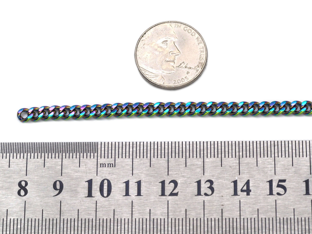 Rainbow Flat Cuban Chain by Yard, sku#LX111