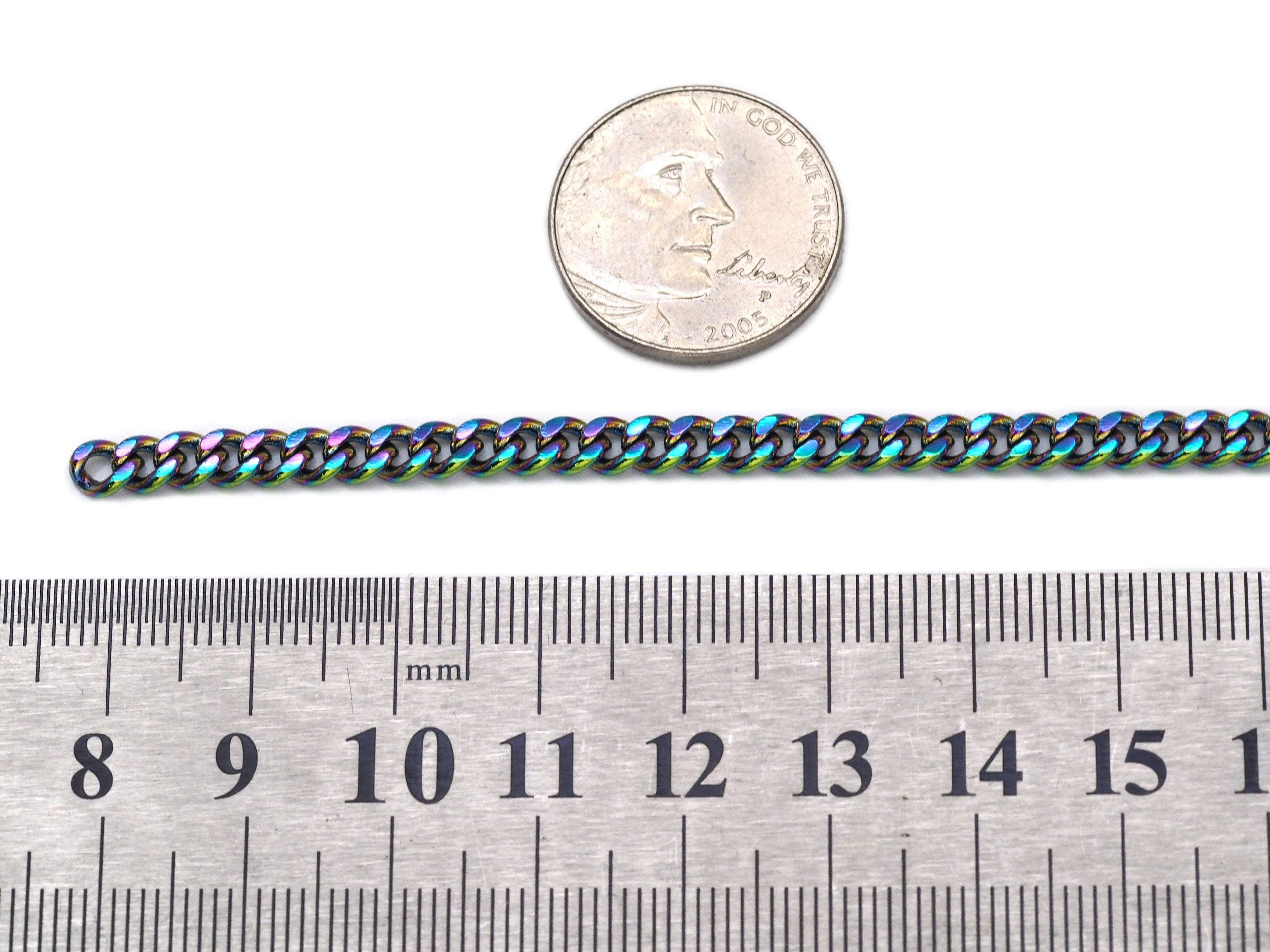Rainbow Flat Cuban Chain by Yard, sku#LX111