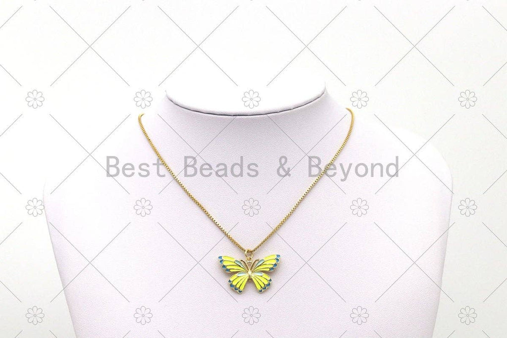 Enamel Colorful Butterfly Shape Pendant, 18K Gold Filled Butterfly Charm, Necklace Bracelet Charm Pendant,Sku#L637