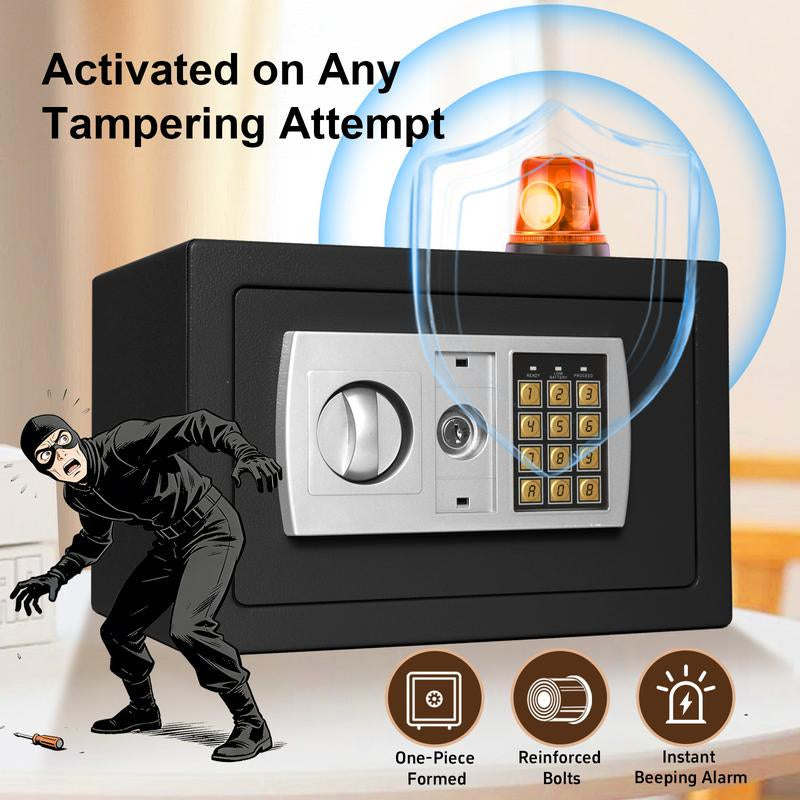 Valentine'S Day Gift: Mini Safe Box with Key & Password Lock, Double Protection Security Safe for Home Office Hotel, Perfect Gift for Him/Her to Store Cash Jewelry Watch