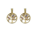 Gold Colorful CZ Life Tree On Round Ring Charm, Sku#JL126