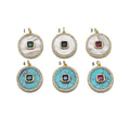 Gold CZ on MOP/Turquoise Round Charm, Sku#L692
