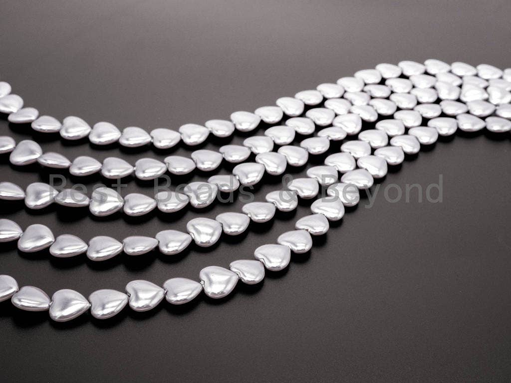 Gray Natural Mother of Pearl Heart Shape beads,5x12mm Pearl Heart beads, Loose Heart Smooth Pearl Shell Beads, 16inch strand, SKU#T71