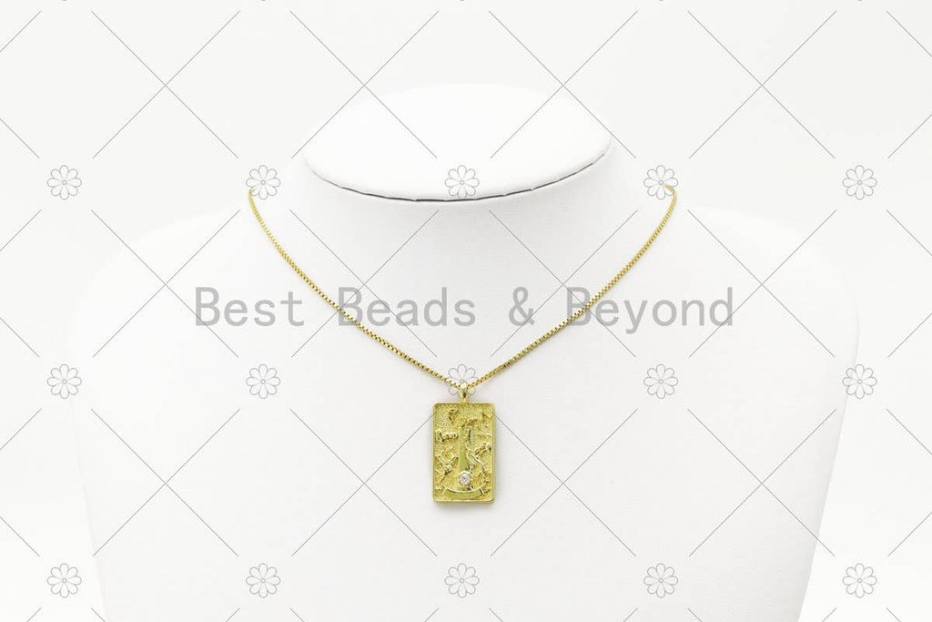Gold Tarot Card Pendant, Sku#Z1422