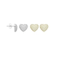 Clear CZ puffy Heart Stud Earrings, Sku#A374