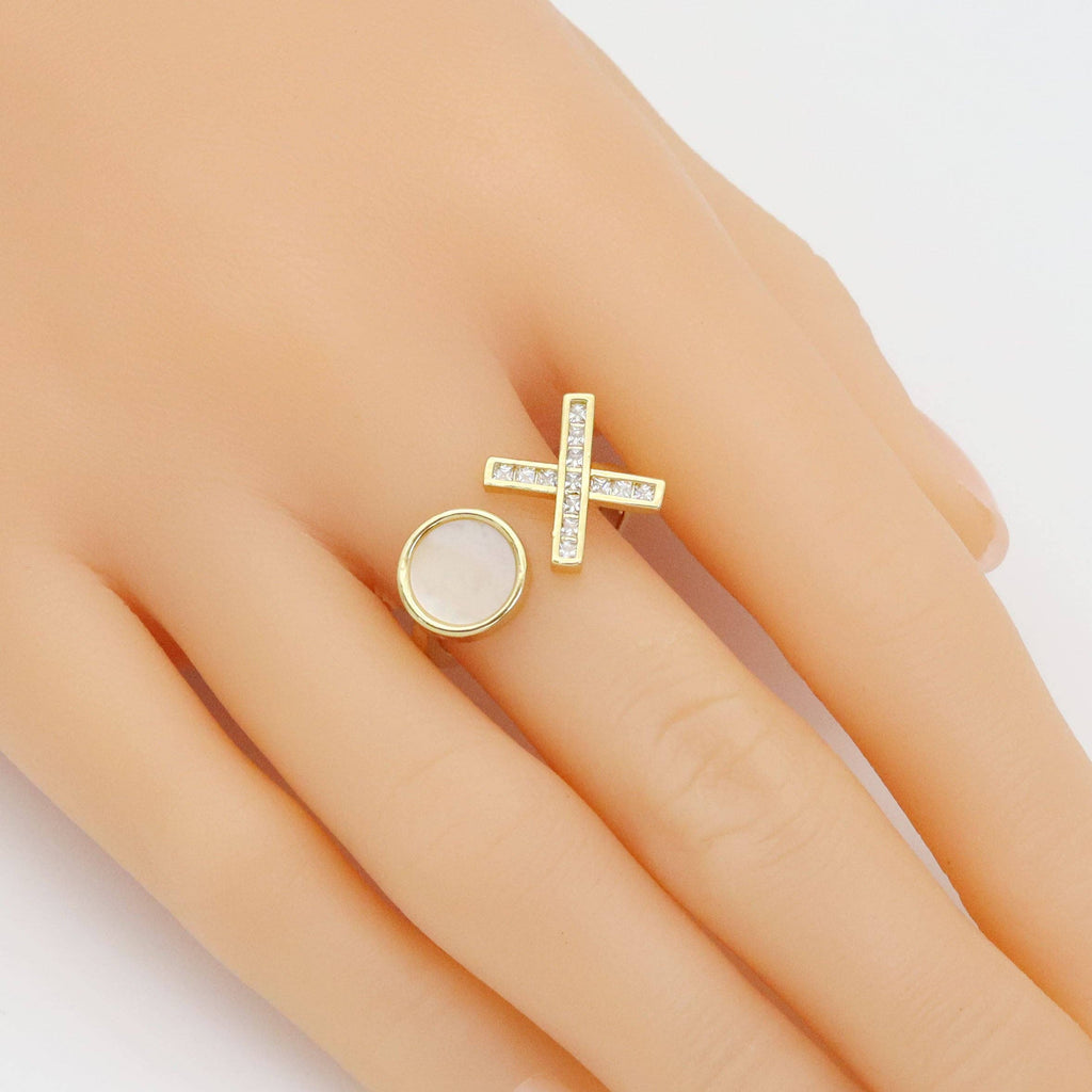 CZ Mother of Pearl XO Adjustable Ring, Sku#LX476