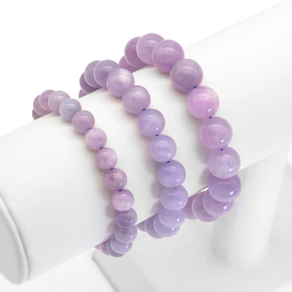 Genuine Quality Round Smooth Kunzite Stretchy Bracelet, 8mm/10mm/12mm, Sku#EF360