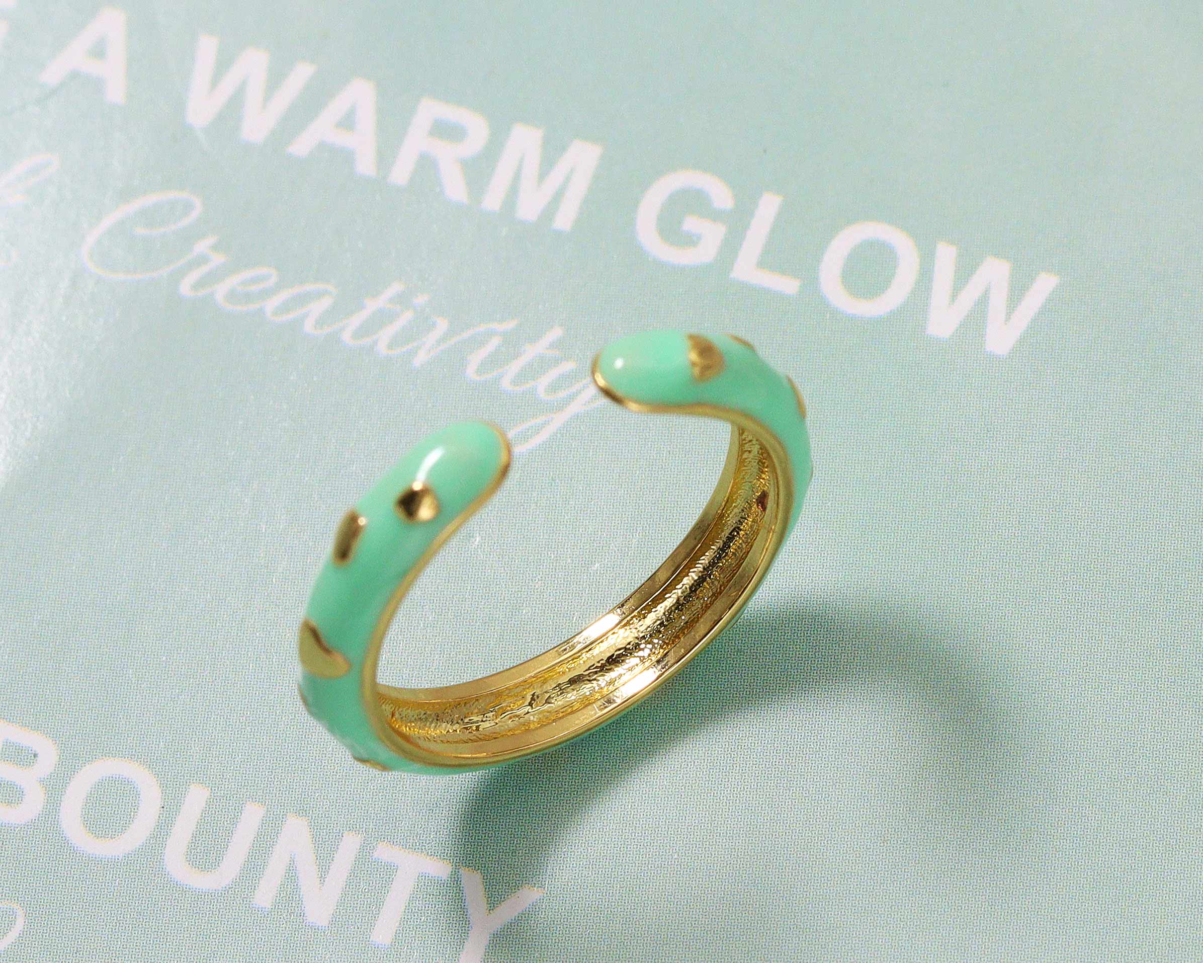 Enamel Heart Adjustable Ring, Sku#O99