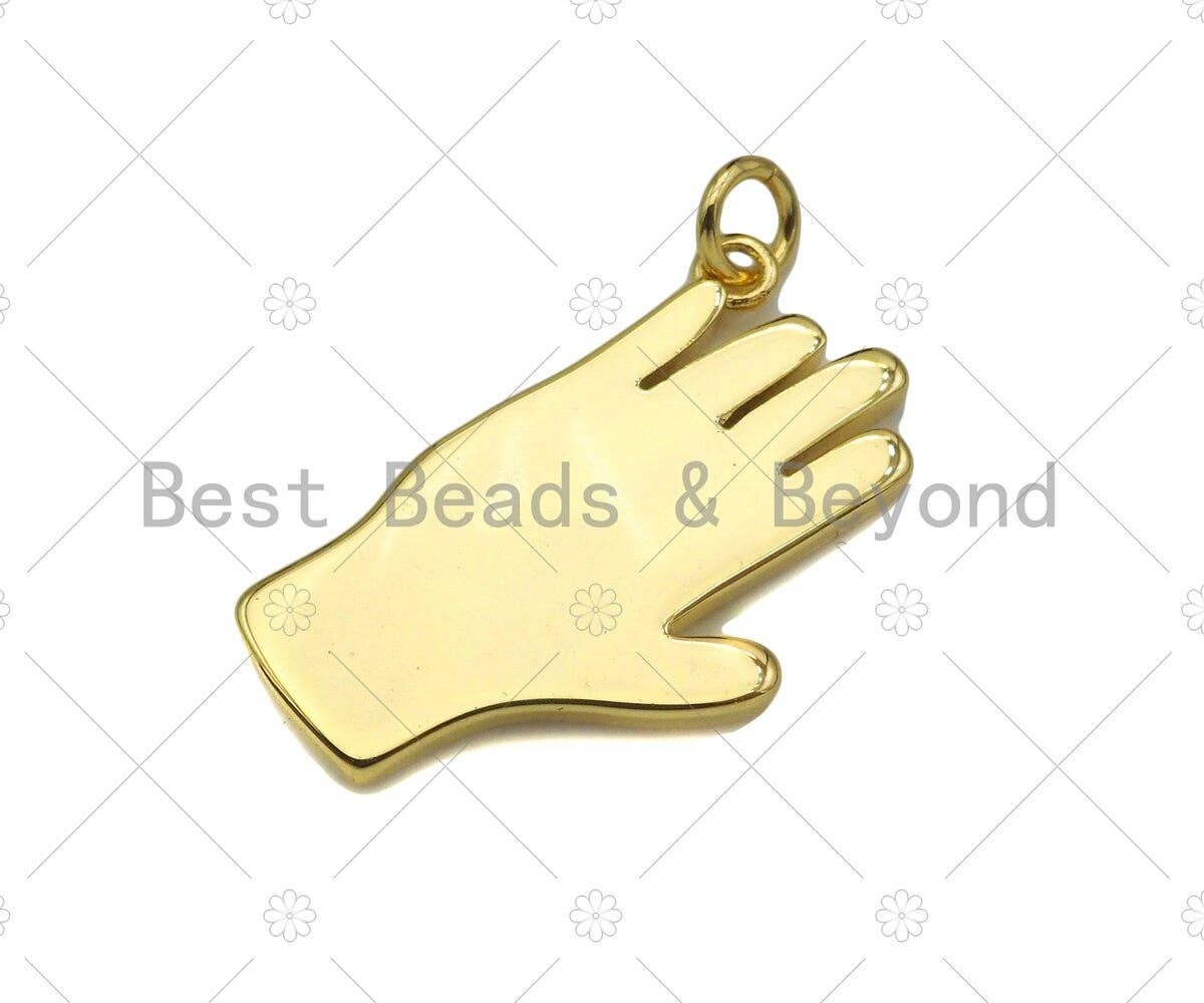 Red Enamel Heart On Pink Enamel Hand Shape Pendant, 18K Gold Enamel Pendant,Enamel Jewelry,14x24mm,Sku#Z1320