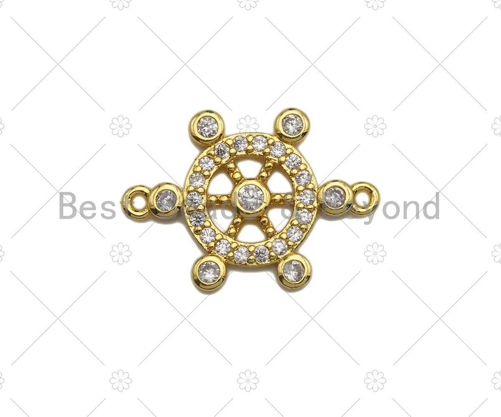 Ship Steering Wheel Shape Connector, Ship's Wheel Pendant,  Steering Wheel Pendant, Sailor's Amulet,  Sailor's Jewelry ,17x23 mm, Sku#LK88