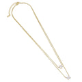 Dainty Gold Round Square Pendant Layering chain Necklace, sku#EF485