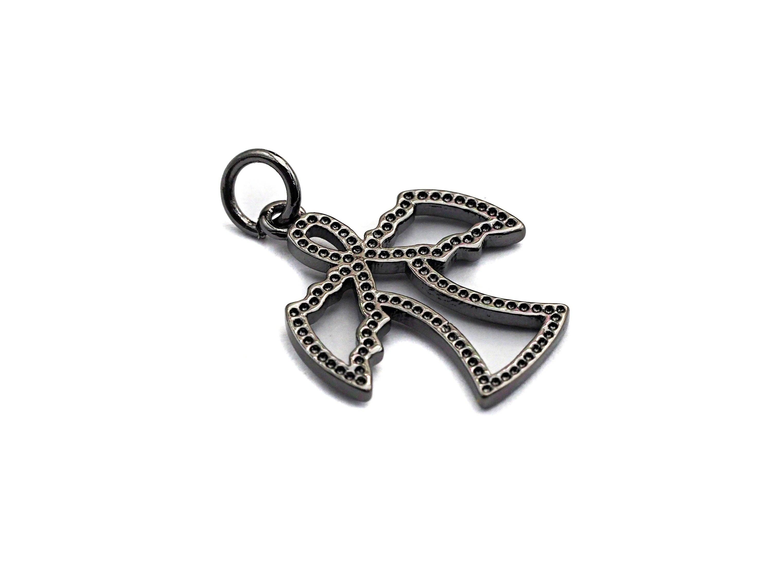 Dove Bird Pendant/Charm, Eagle Cubic Zirconia Pendant, Silver/Gold/Black/Rose Gold Tone,16x19mm,Sku#Z579