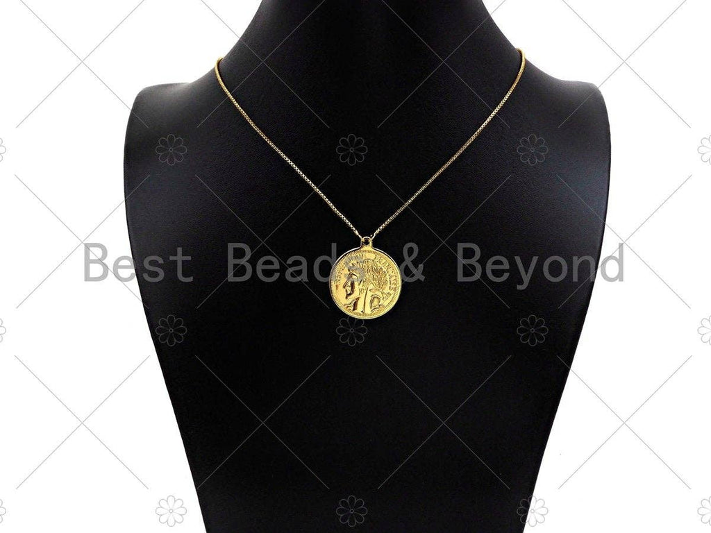 18k Gold Embossed Coin Charms, Medallion Charms Pendant, Round Necklace Charms, 29x25mm, Sku#Y376
