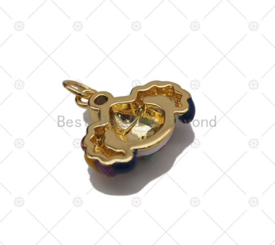 Colorful Enamel Clown Head Shape Pendant,18K Gold Filled Clown Charm, Necklace Bracelet Charm Pendant, Sku#Y585