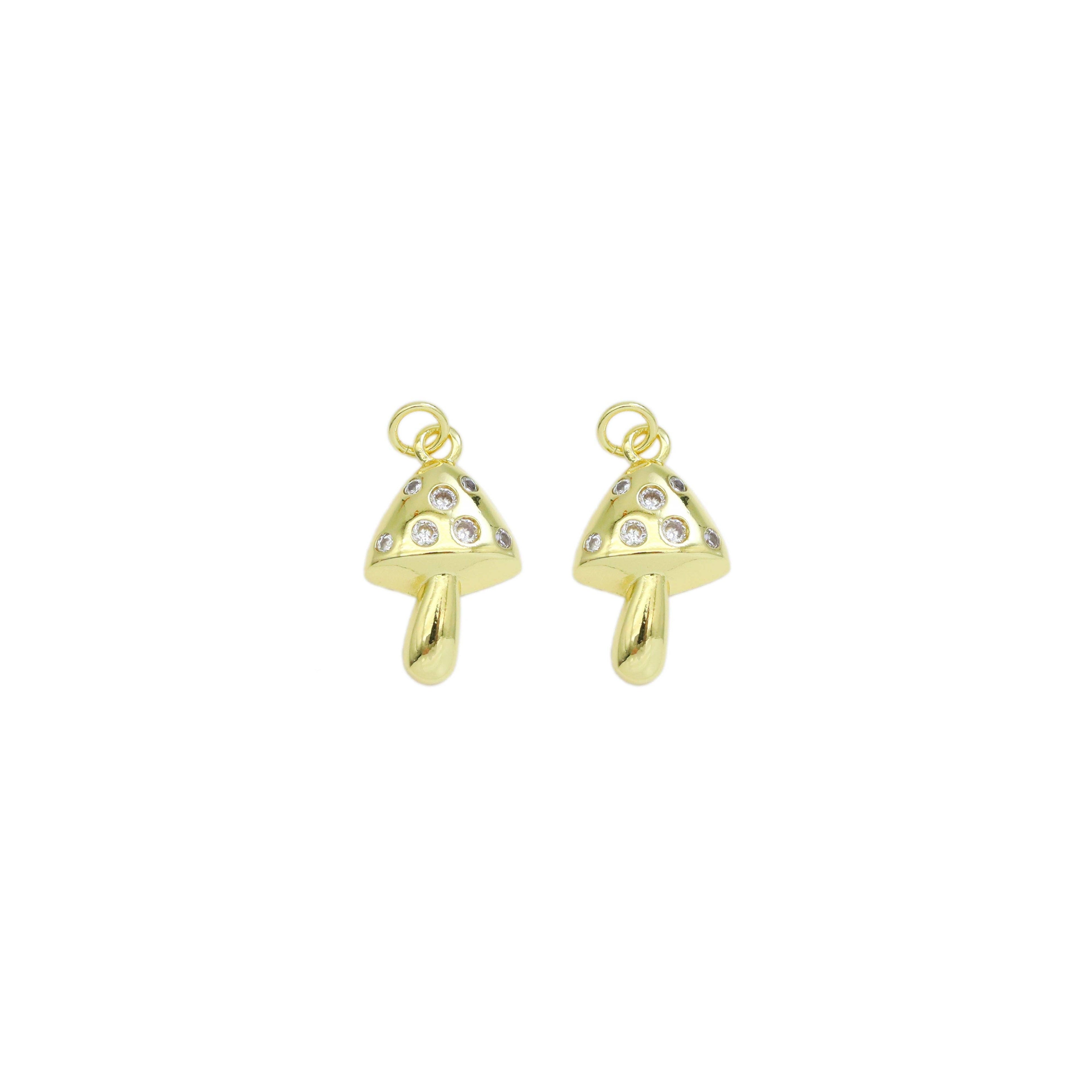 CZ Mushroom Gold Charm, Sku#LK913