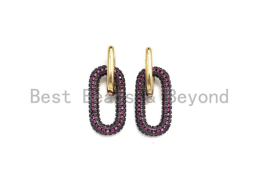 CZ Huggies Dangle Chunky Oval Earring, Sku#J252