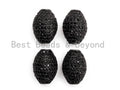 Black CZ Pave On Black Micro Pave Oval Spacer Beads Crystal for Bracelet/Necklace, Cubic Zirconia Beads, 16x12mm, sku#G328