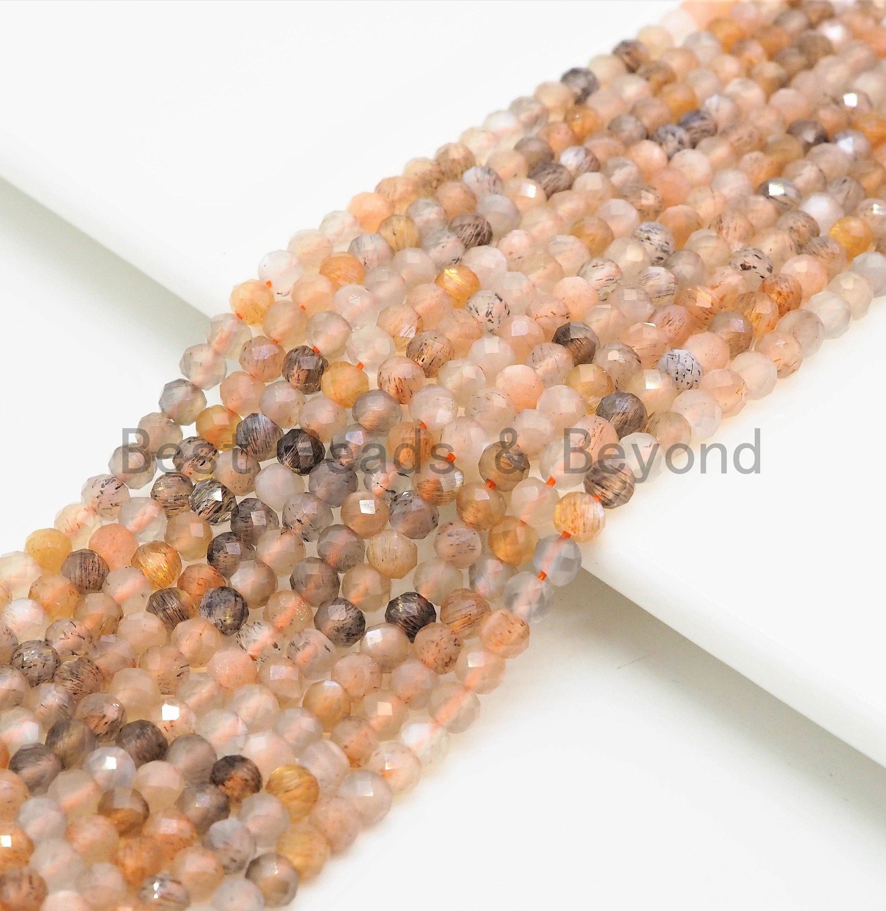 High Quality Natural Mixed Color Moonstone Beads,2x3mm/3x4mm Rondelle Faceted beads, Peach Gray Gemstone Beads, 15.5inch strand, SKU#U369