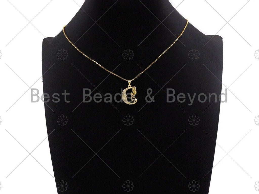 CZ Micro Pave Angle On Cresent Moon Pendant/Charm,Cubic Zirconia Charm, Necklace Bracelet Charm Pendant,16x20mm, Sku#JL17