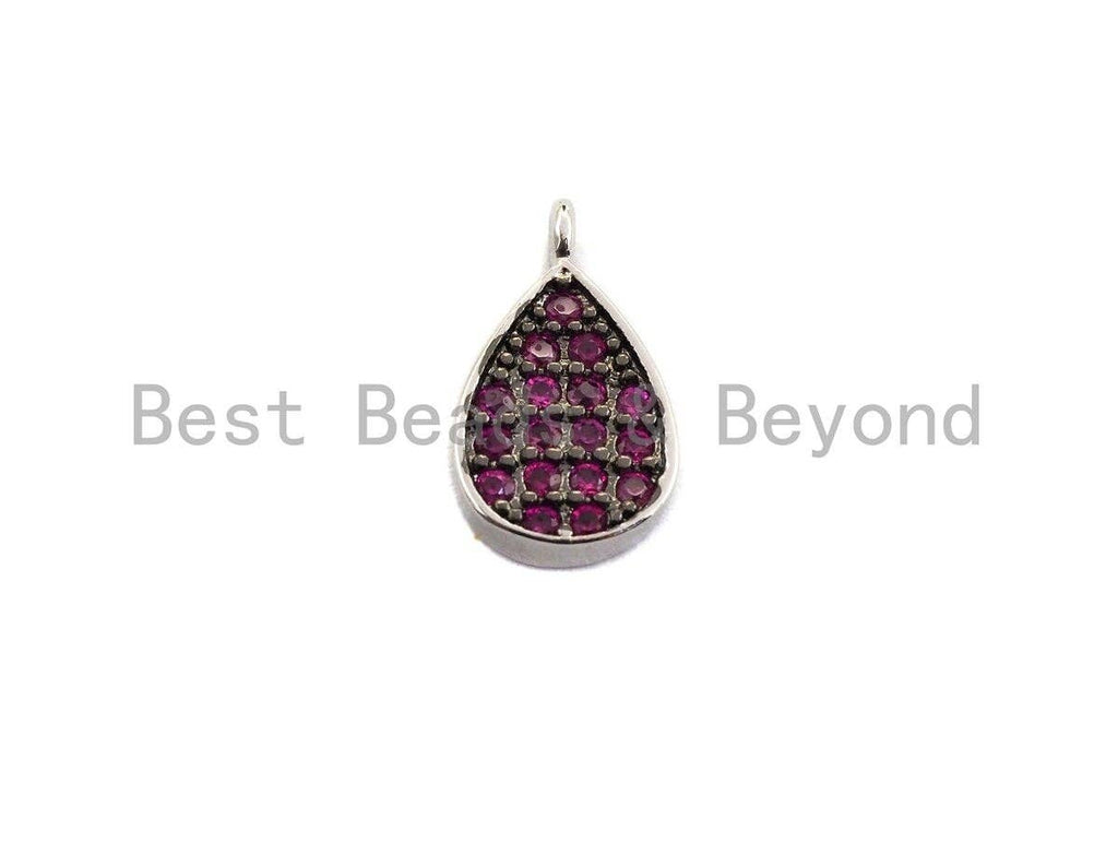 Fuchsia CZ Micro Pave Teardrop Shaped Pendant/Charm, Cubic Zirconia Pendant Charm,7x12mm,sku#Z542