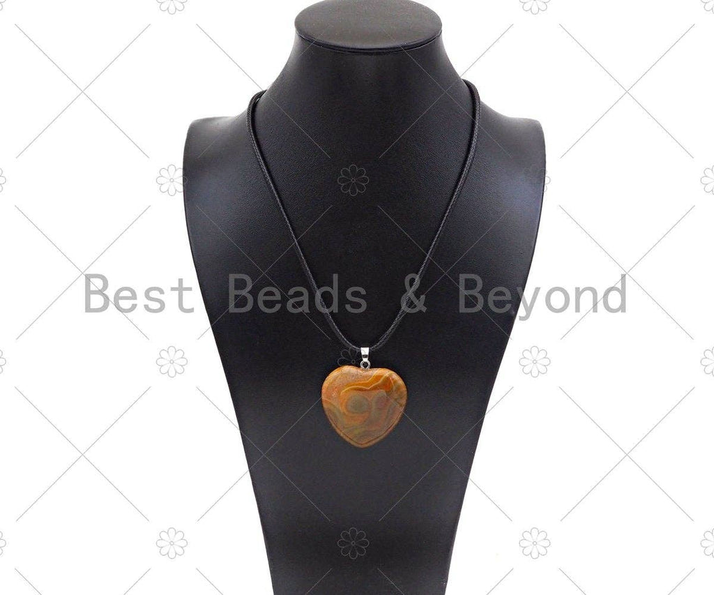 High Quality Natural Druzy Agate/Tiger Eye/Banded Agate Heart Pendant, Necklace Pendant, 40mm,Sku#YK17