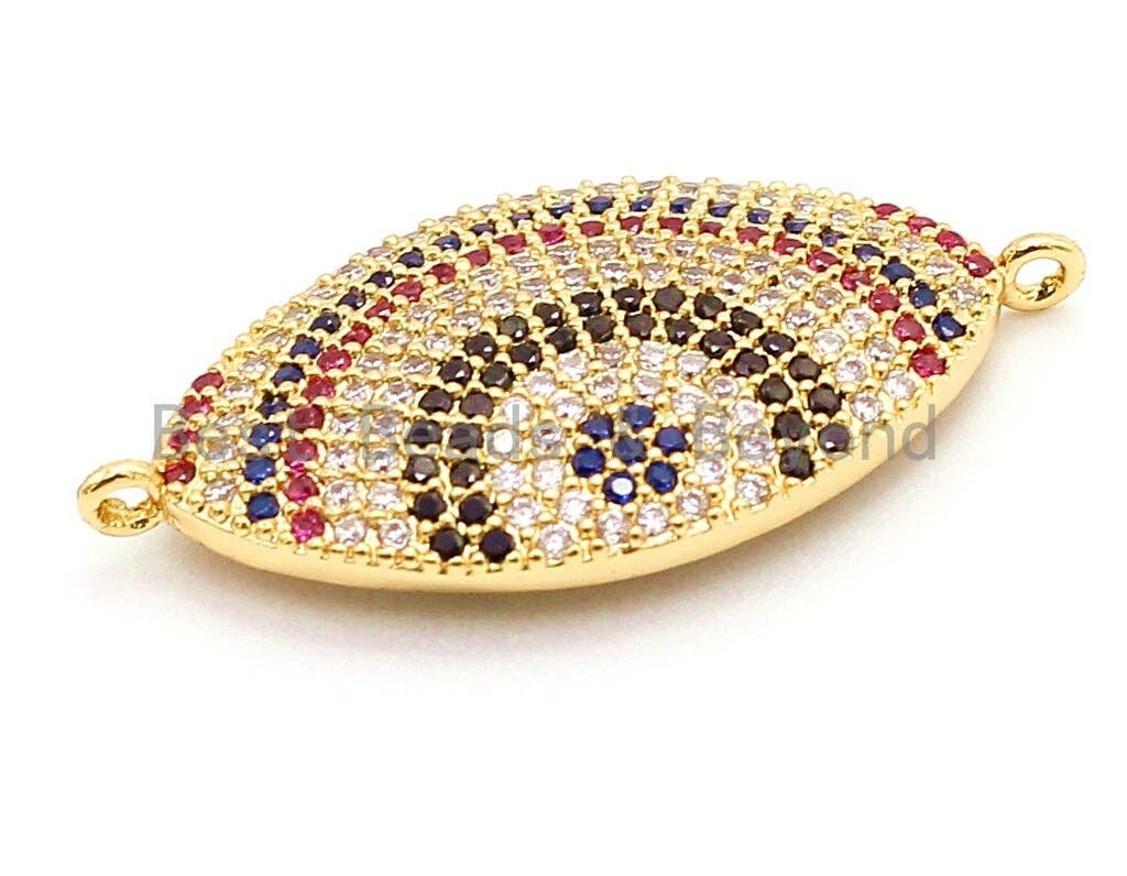 CZ Micro Pave Rainbow Evil Eyes Connector for Bracelet/Necklace, Cubic Zirconia Space Connector, CZ Beads,16x33mm,sku#E47
