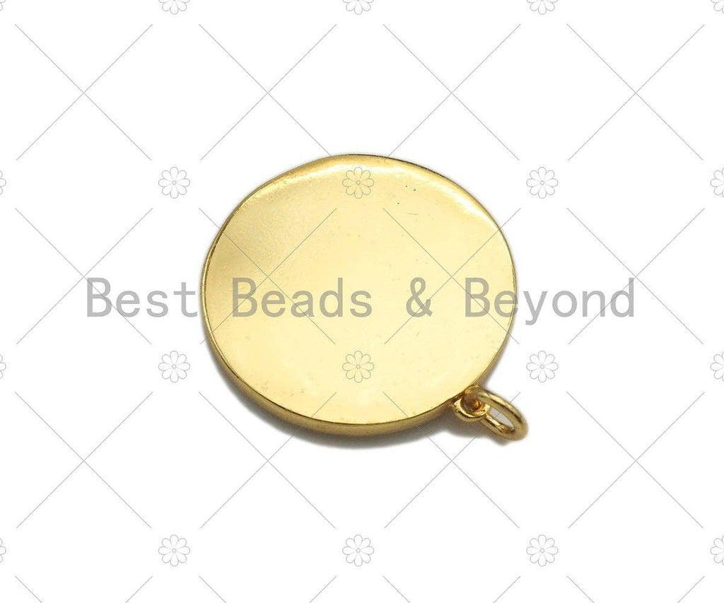 CZ Pave CZ Black Enamel Moon Star Heart Eye Rainbow Charms Pendant, Enamel Pendant,Round Enamel jewelry Findings, 22mm,sku#Z1212