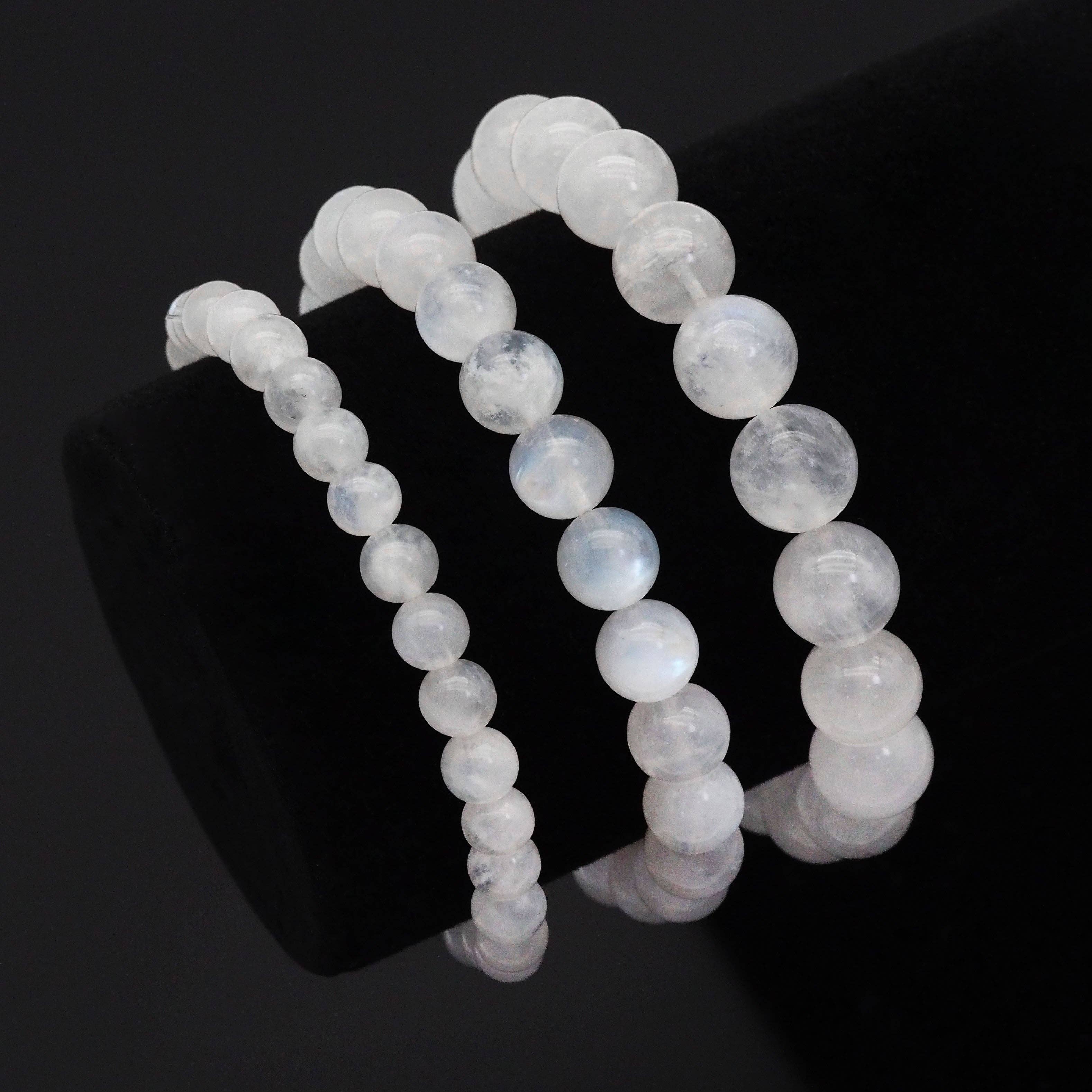 Genuine Blue Moonstone Round Stretchy Bracelet, Sku#U1762