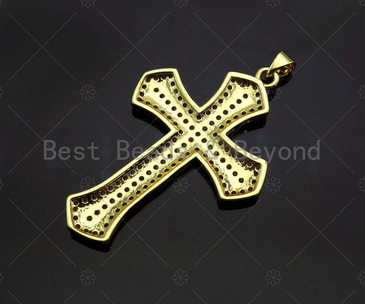 CZ Micro Pave Cross Shape Pendant/Charm,Cubic Zirconia Charm, Cross Necklace Bracelet Charm Pendant,31x48mm, Sku#LD24