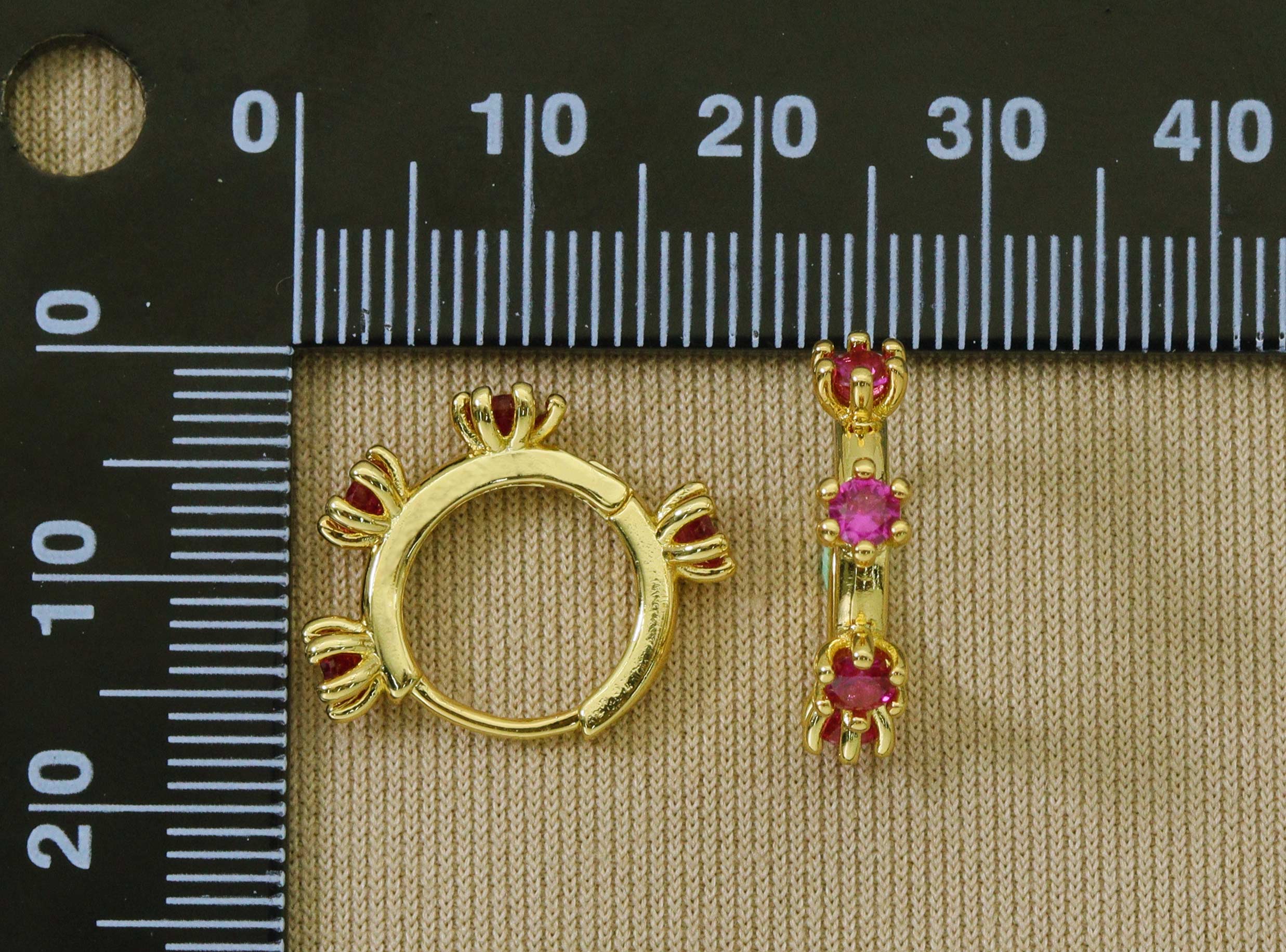Fuchsia CZ Hoop Earrings,Sku#Y615