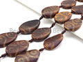 1pc/8pc Natural Tibetan Agate Flat Oval Spacer Beads, Brown White Dzi Spacer Beads, Tibetan Dzi Beads, 25x36mm, sku#U876