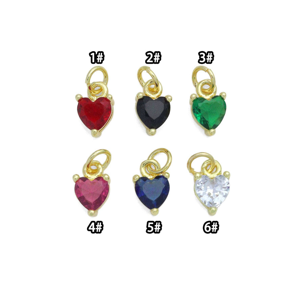 Red black clear green blue crystal Heart Charm Pendant, Sku#LD707