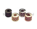 CZ Big Hole Drum Barrel Fuchsia Micro Pave Beads, Gold/Rose Gold/Silver/Black Cubic Zirconia Spacer Beads, DIY Jewelry, 6x7mm, sku#X44