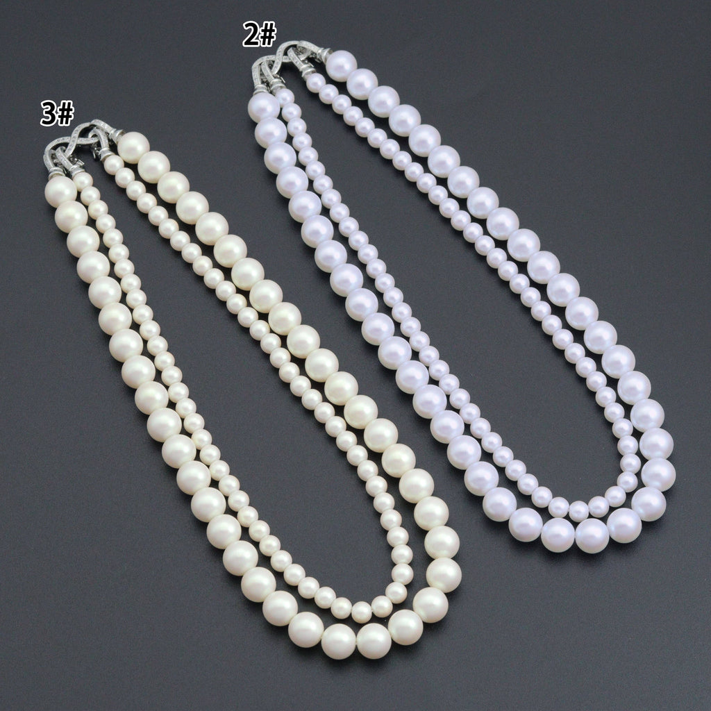 Double Line Pearl  Necklace,Sku#EF696