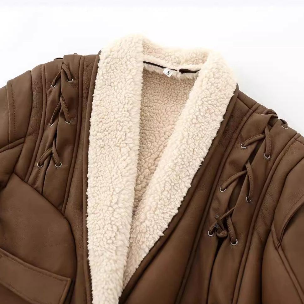 Veste Chic en Daim Marron pour Femme - Veste en Cuir Chocolat Élégante pour Femme