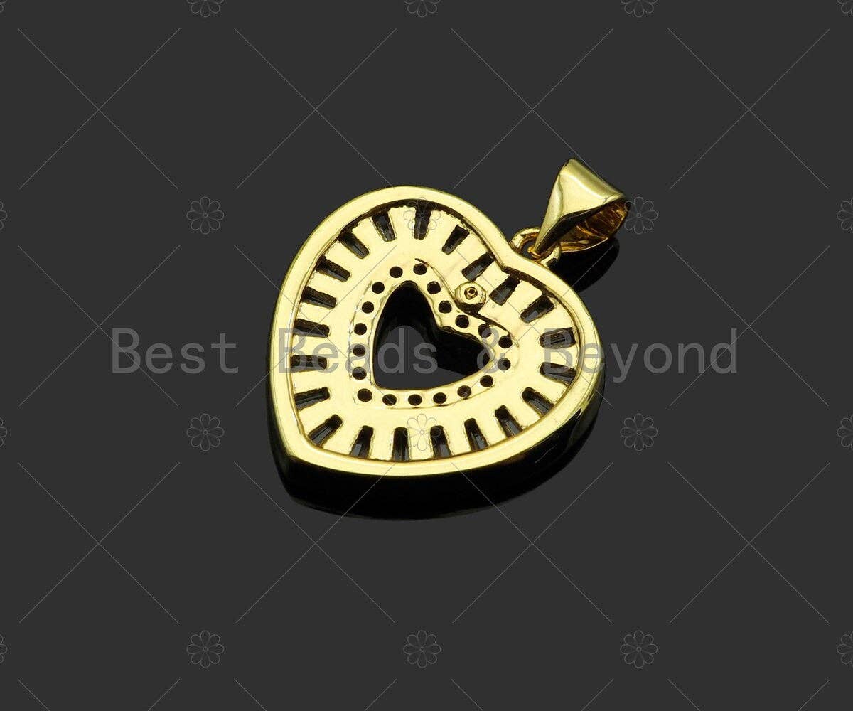 Gold Filled CZ Micro Pave Heart Shape Pendant ,18K Gold Filled Heart Charm, Necklace Bracelet Charm Pendant,18x20mm,Sku#LD98