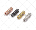 CZ Micro Pave Large Hole Tube Spacer Beads Charms, Drum Barrel Beads, Clear CZ,7x18mm, Sku#C113