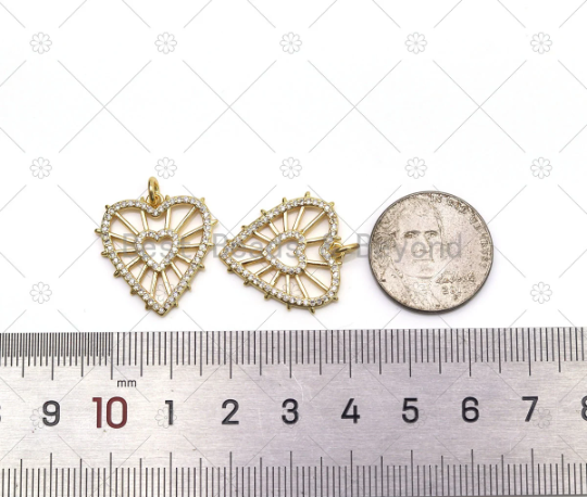 CZ Heart Frame Charm, Sku#LK524
