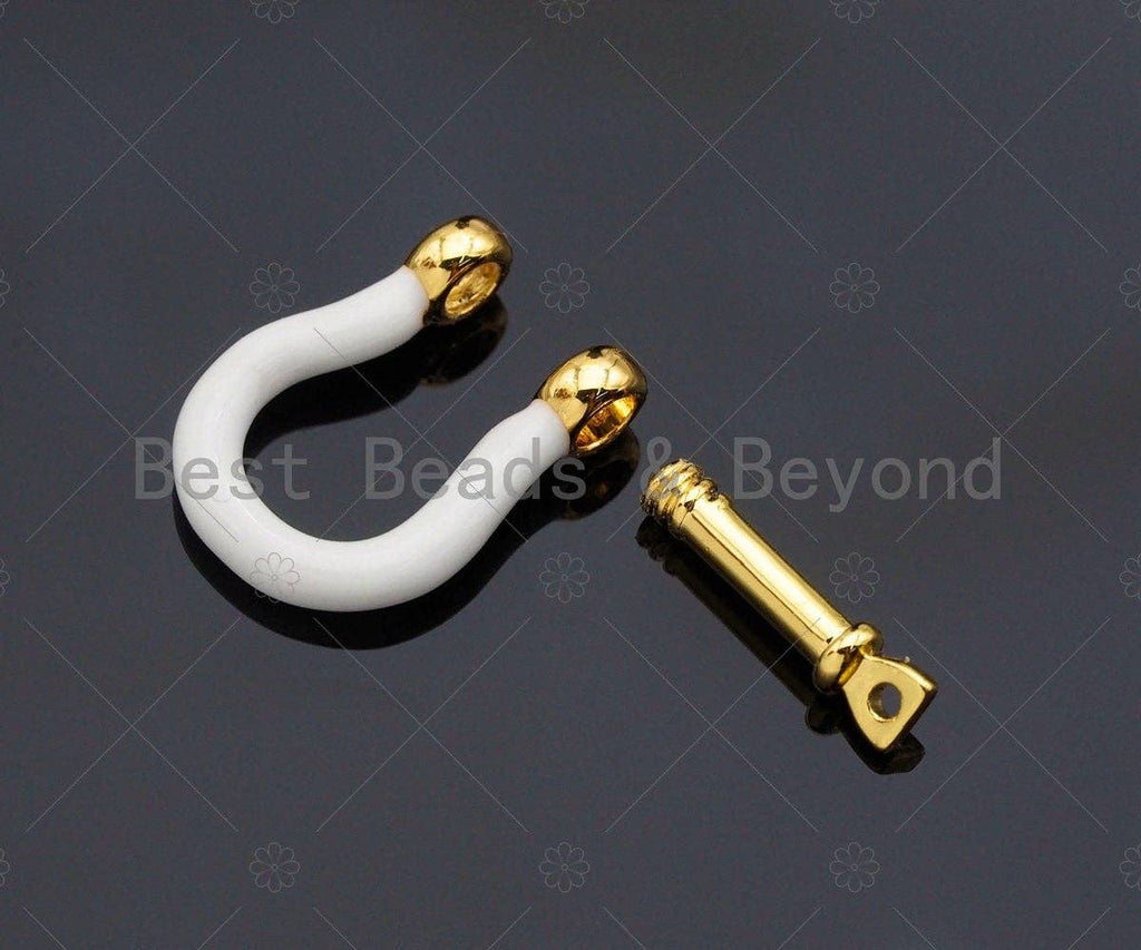 New Colorful Enamel Buckle clasp, Enamel U shape Clasp, White/Pink/Turquoise/Yellow/Lime Clasp Lock, Screw Clasp, 17x18mm,sku#K166