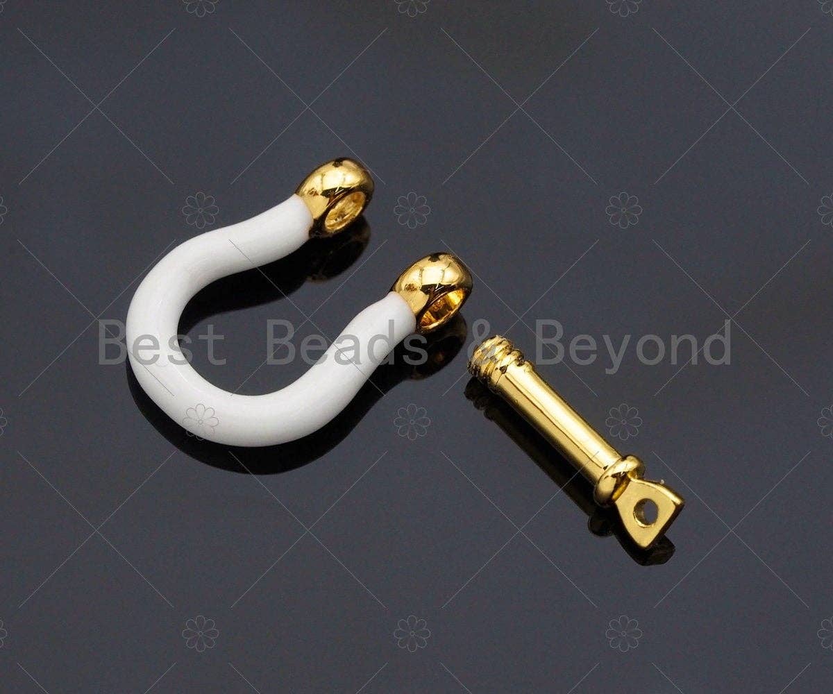 New Colorful Enamel Buckle clasp, Enamel U shape Clasp, White/Pink/Turquoise/Yellow/Lime Clasp Lock, Screw Clasp, 17x18mm,sku#K166