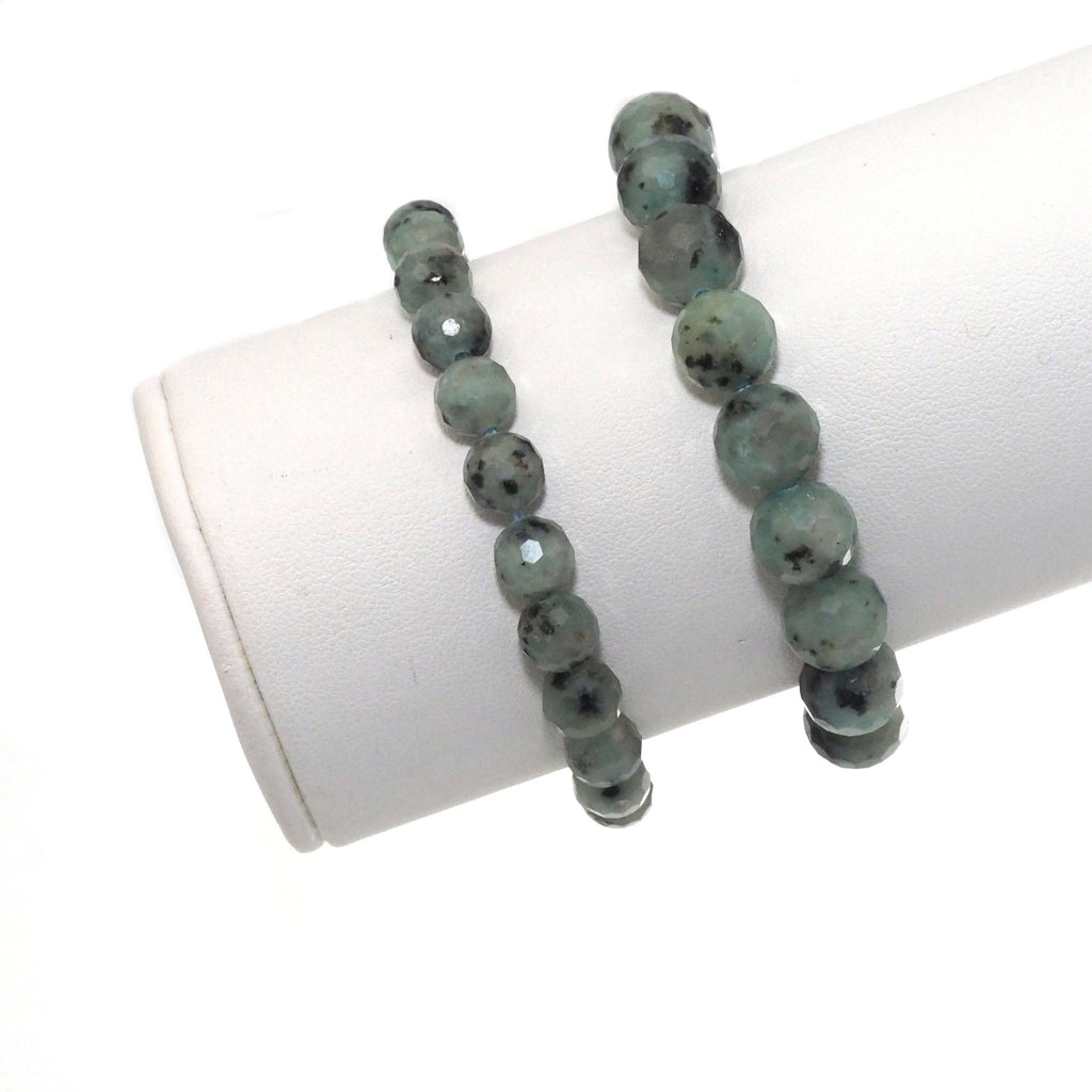 Genuine Blue Agate Round Faceted Stretchy Bracelet, 8mm/10mm, Sku#EF305