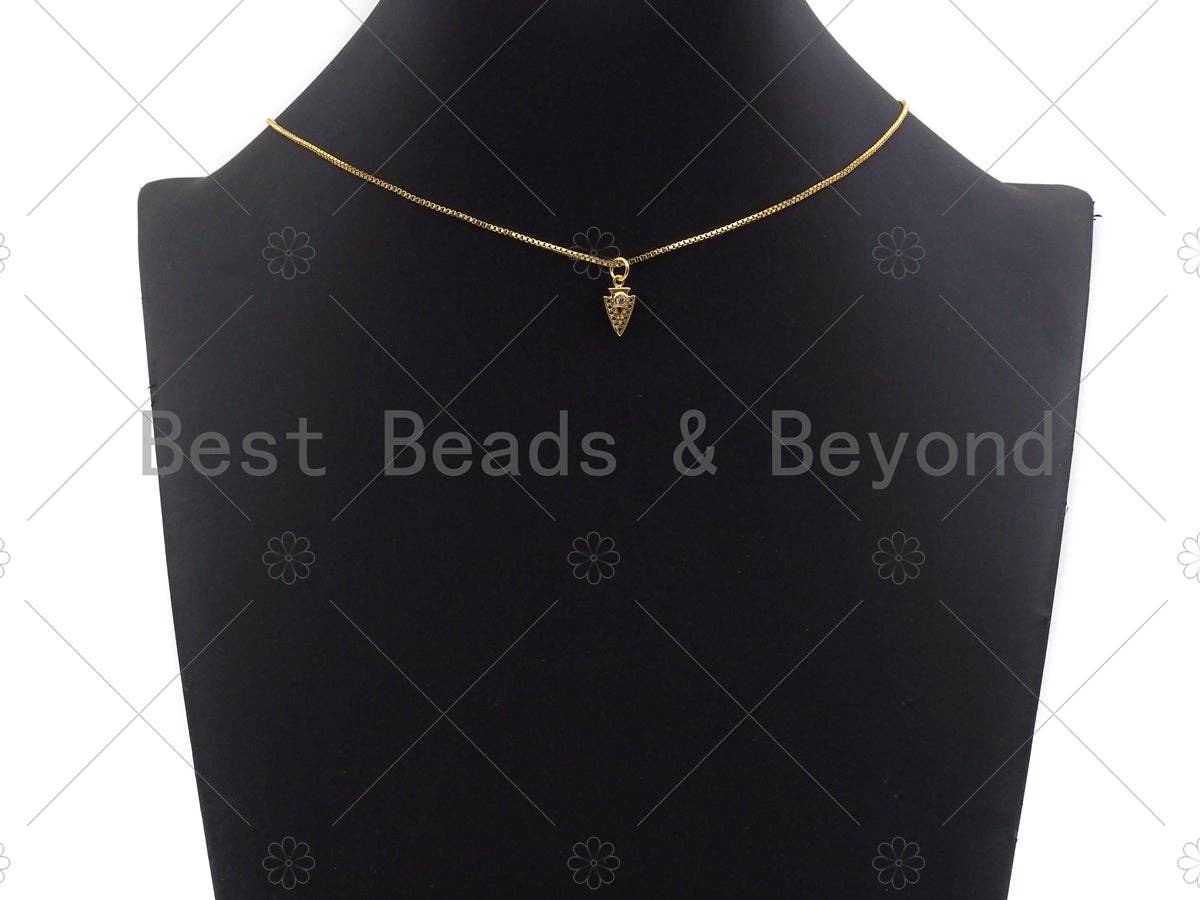 Dainty CZ Micro Pave Triangle Pendant/Charm, Gold/SilverTriangle Shape Charm, 7x13mm,sku#Z1230