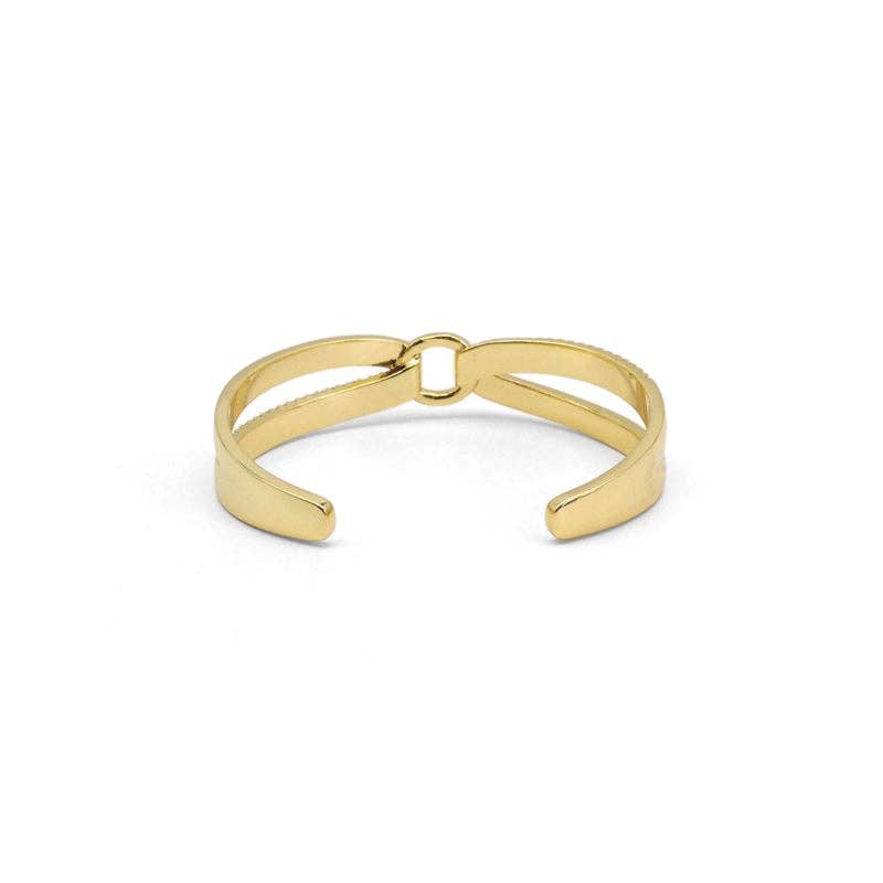 Gold CZ Cross over Adjustable Bracelet, Sku#LX290