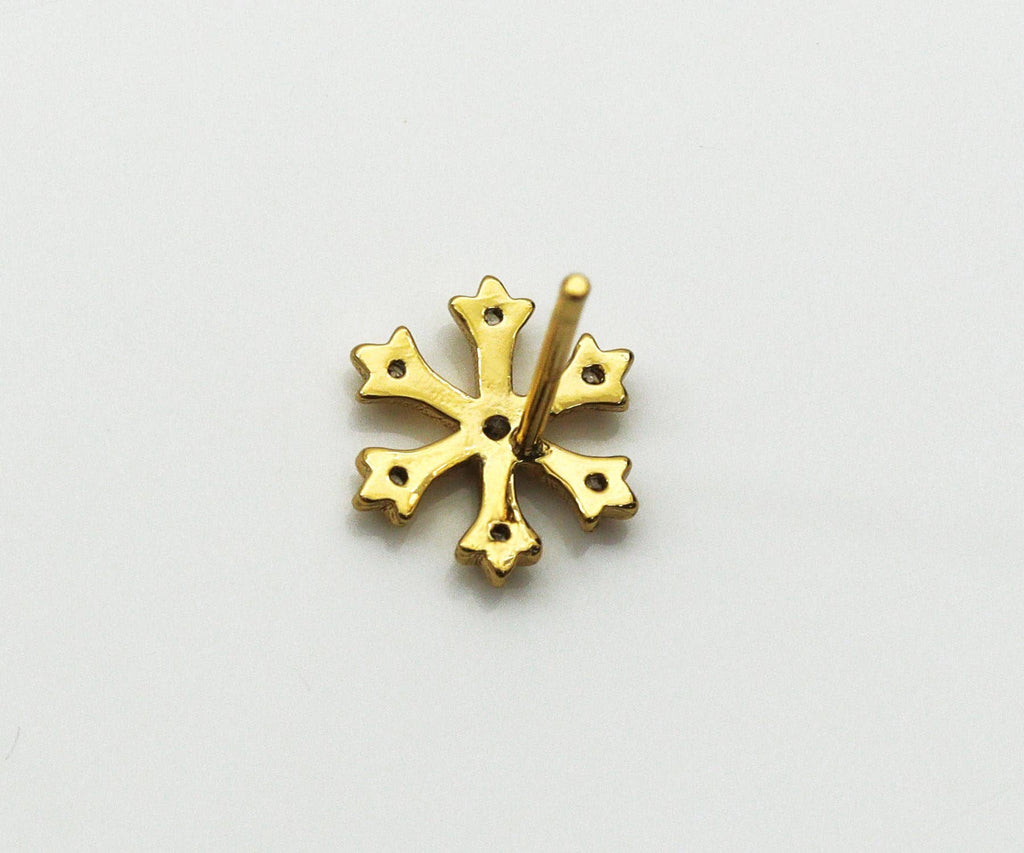 CZ Snowflake Stud Earrings, Sku#FH198