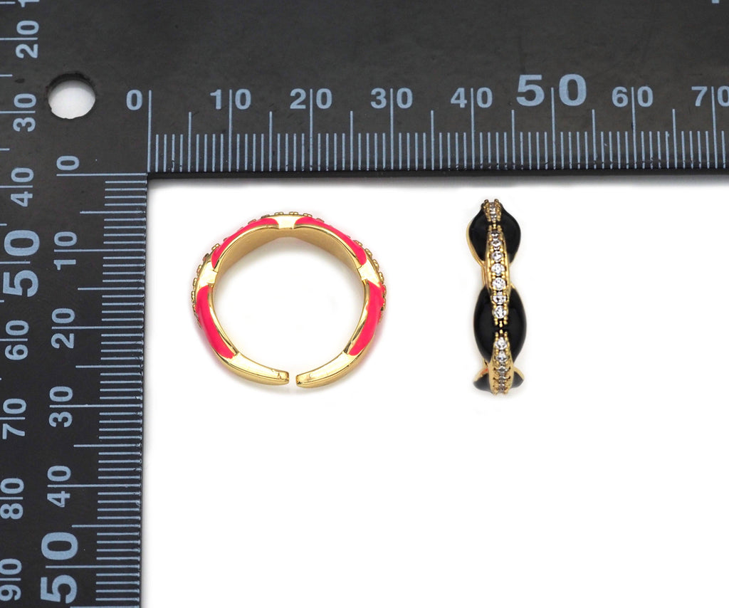 Enamel Gold G Link Adjustable Ring, Sku#JL157