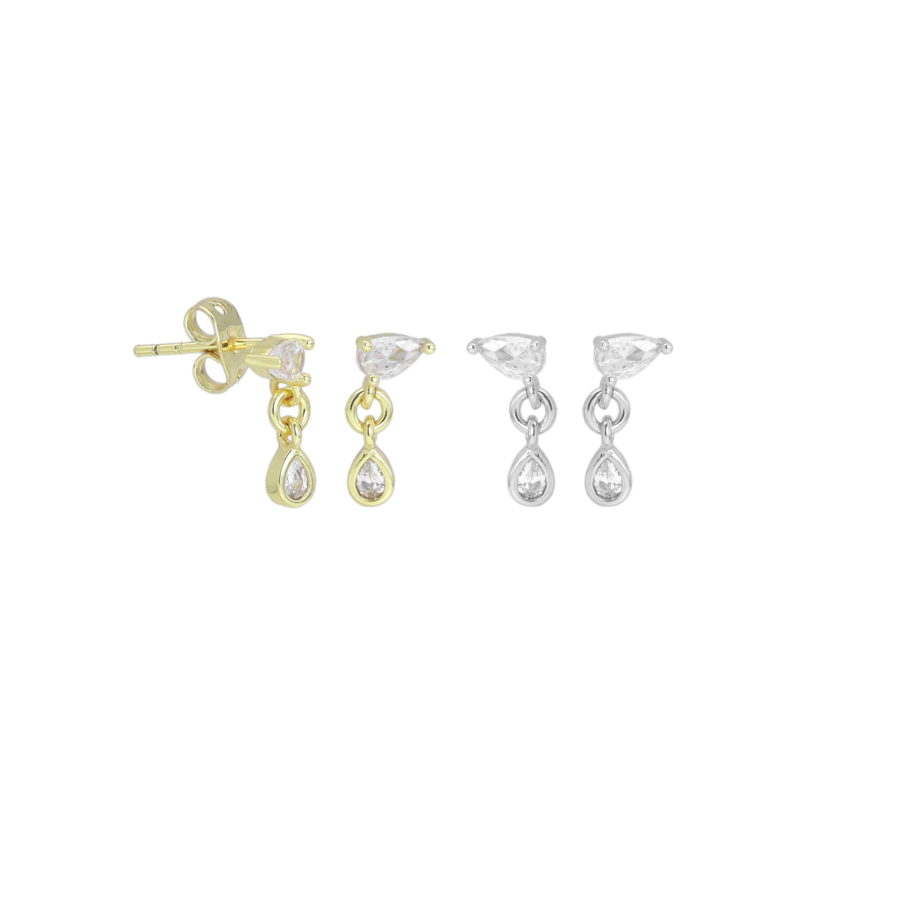 Dainty Teardrop CZ Earrings, Sku#A371