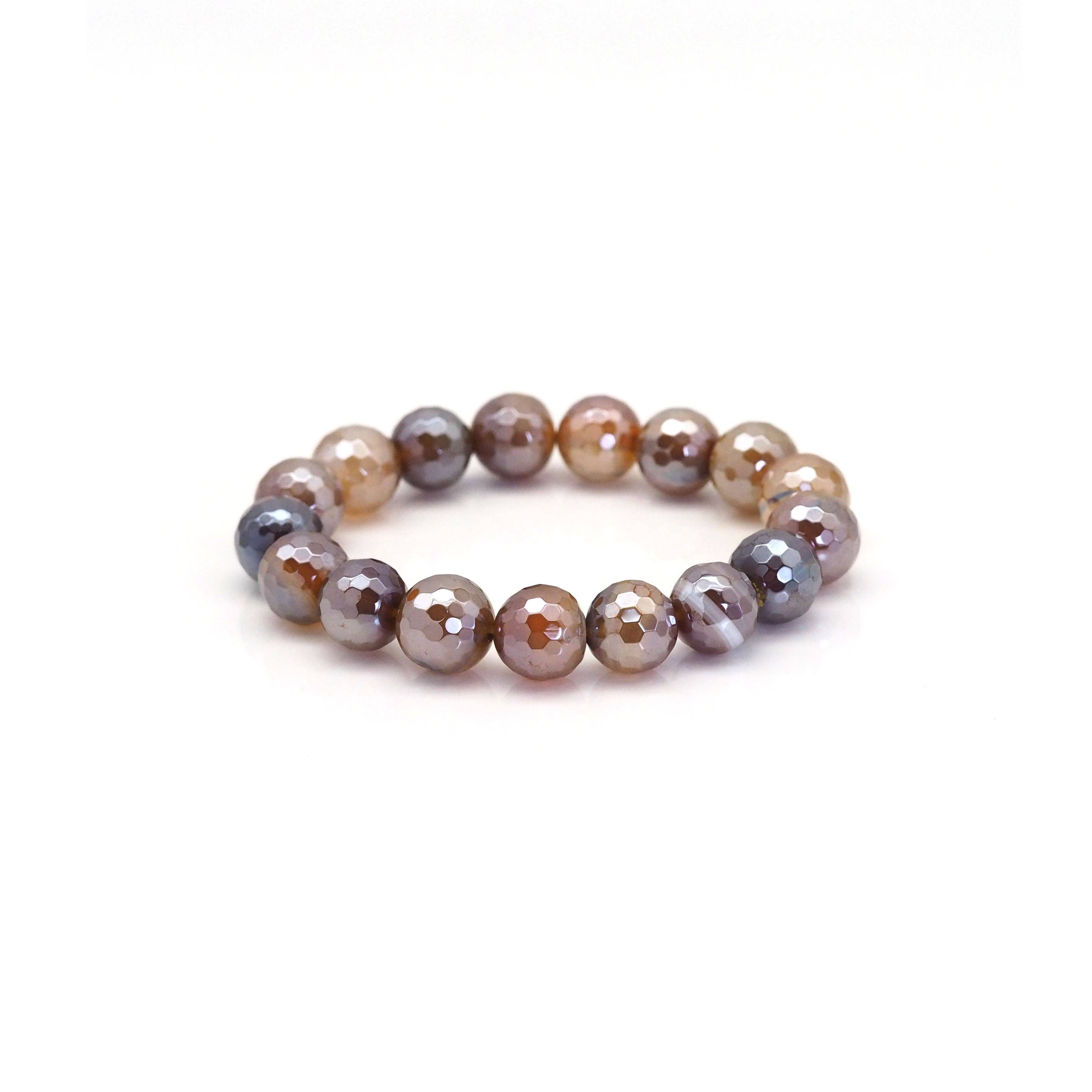 Mystic Brown Banded Agate Stretchy Bracelet, 8mm/10mm/12mm,EF397